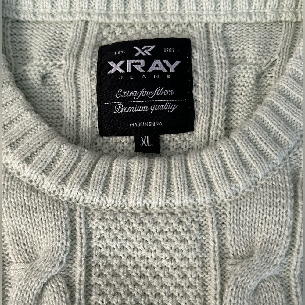 Men’s XRay Jeans Pale Green Mint Cable Knit Sweater Size XL - Picture 4 of 9